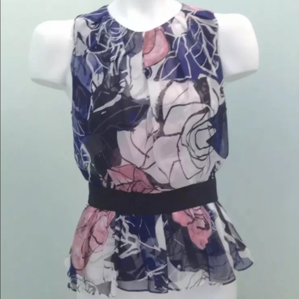 DVF Diane Von Furstenberg 100% Silk  Peplum Top